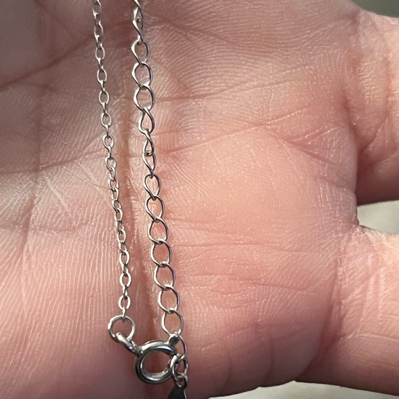 Elegant 3 stone Rainbow Blue Moissanite Pendant on Sterling Silver Necklace - Picture 7 of 12